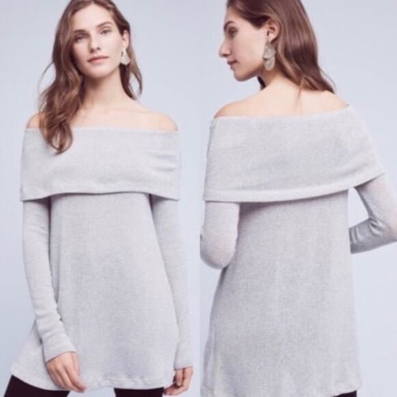 Anthropologie Eri + Ali Naples Off-the-Shoulder Tunic Sweater - Picture 2 of 6